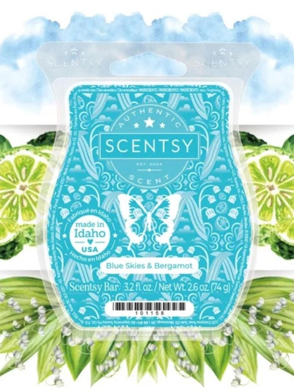 Scentsy BLUE SKIES & BERGAMOT Scented Wax Bar Melt New